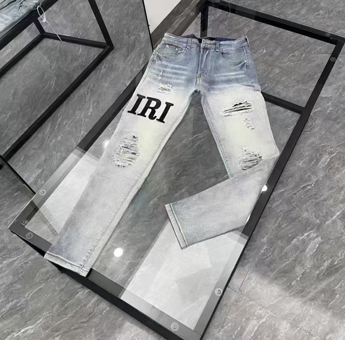 Men'sJeans Designer Retro Jeans -Fashion Brand amirirjeans High Street Ripped Slim Stretch Print Jeans With Pencil Pants For Men