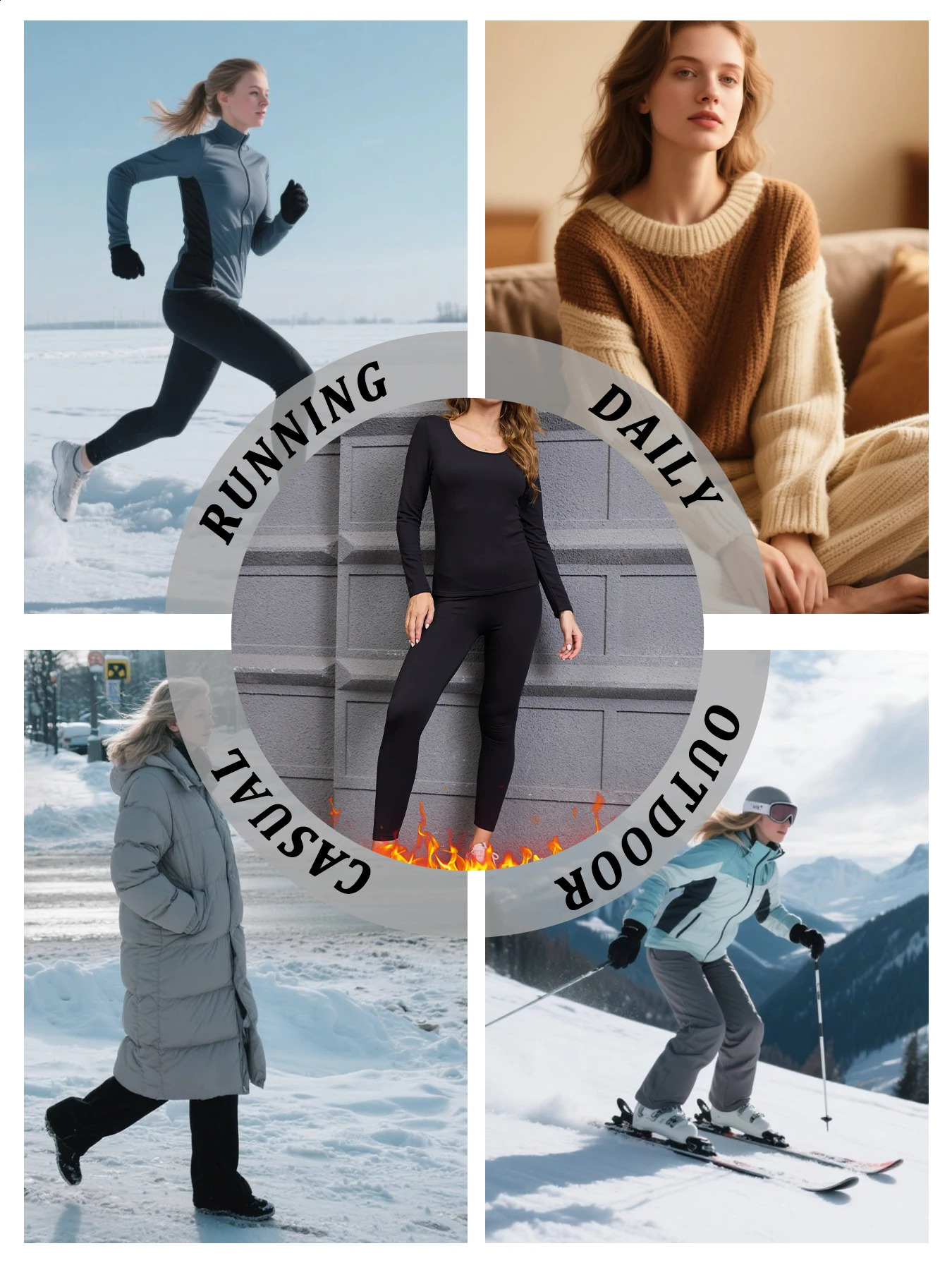 2 Pack Thermal Winter Underwear Sets for Women Super Soft Fleece Lined Top and Bottom Loungewear Pajama Cold Weather 251203