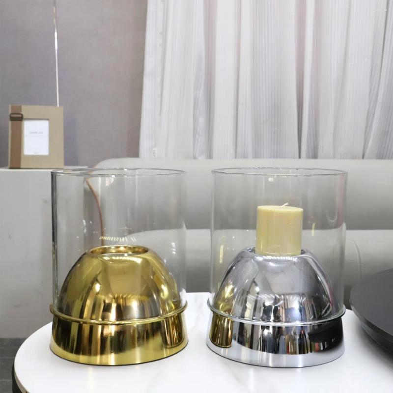 Candle Holders Geometric Metal Glass Menorah Candelabrum Candlestick Gold Semicircle Home Decoration Accessories Centerpieces XJ260305