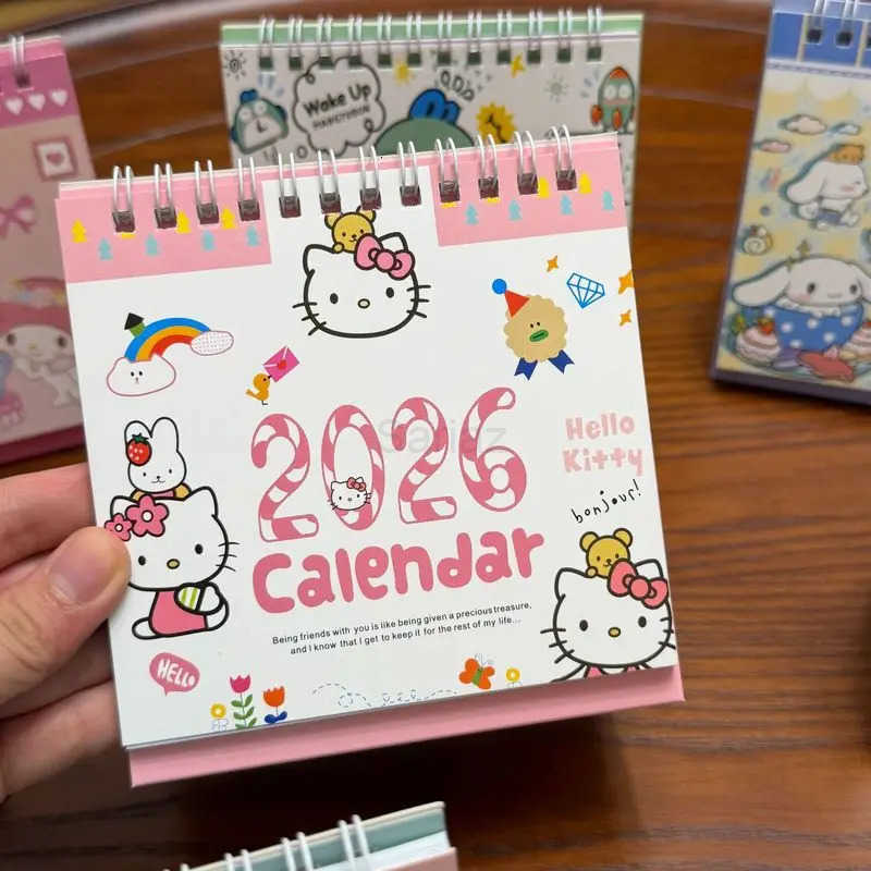 Sanrio 2026 Hangyodon Kt My Melody Cinnamoroll Desk Calendar Cute Retro Ins-Style Cartoon Decor For Students Collectible Gift H251212