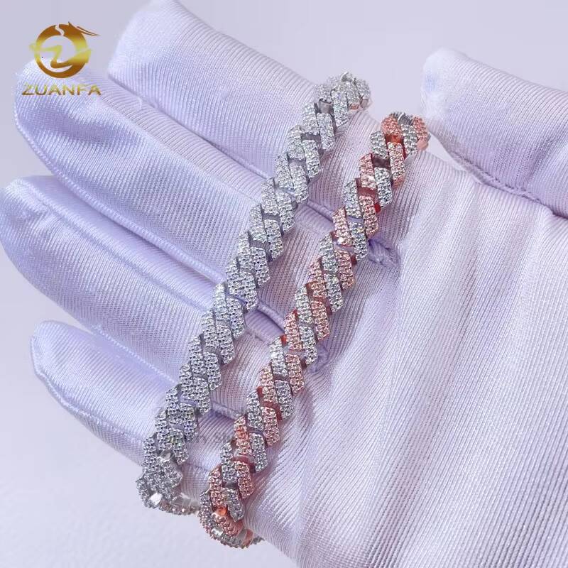 GRA 8MM Double Row Iced Out Men Women Fashion Stylish VVS Diamond Moissanite Cuban Chain