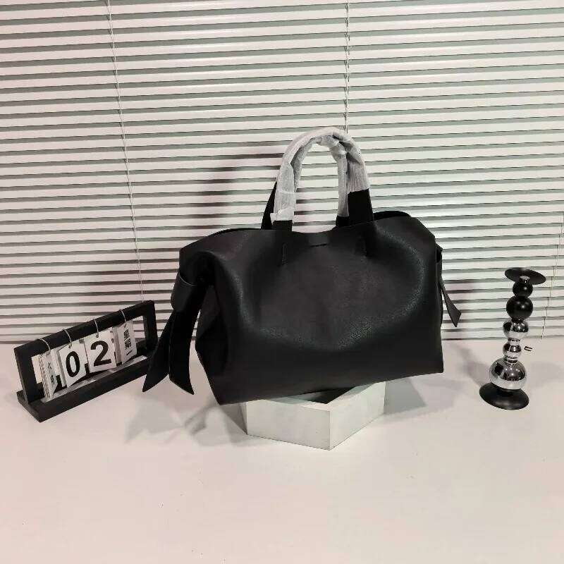 Fashion Bow-Decorated Tote Genuine Leather Shoulder Crossbody Commuter Portable Bucket Bag/Women's Handbag/Shoulder Bag