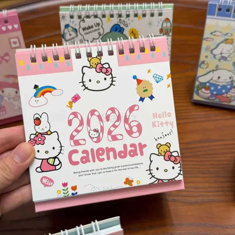 Sanrio 2026 Hangyodon Hello Kitty My Melody Cinnamoroll Desk Calendar Cute Retro Ins-Style Cartoon Decor For Students Collectible Gift H251212