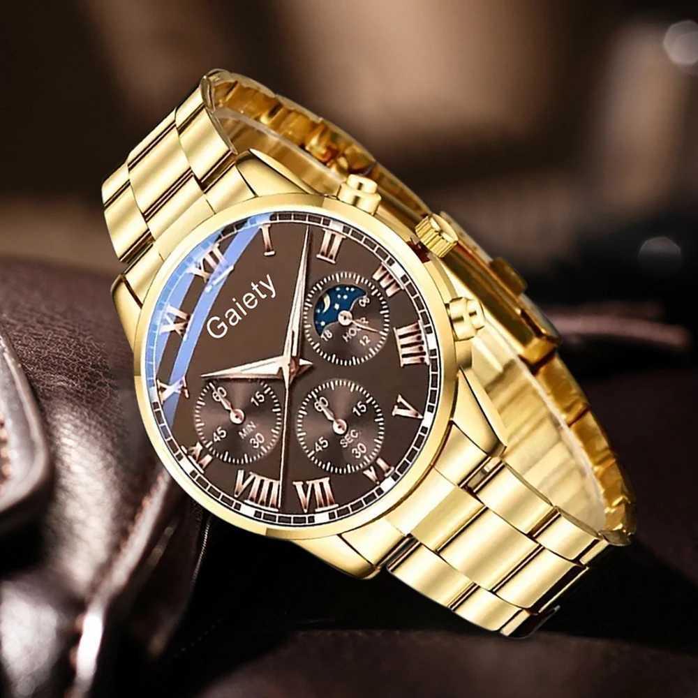 2/4PCS Mens Watch Set Fashion Trend Classic Roman Digital Scale Quartz Watch Jewelry Set Suitable for Daily Clothing Matching Y251212