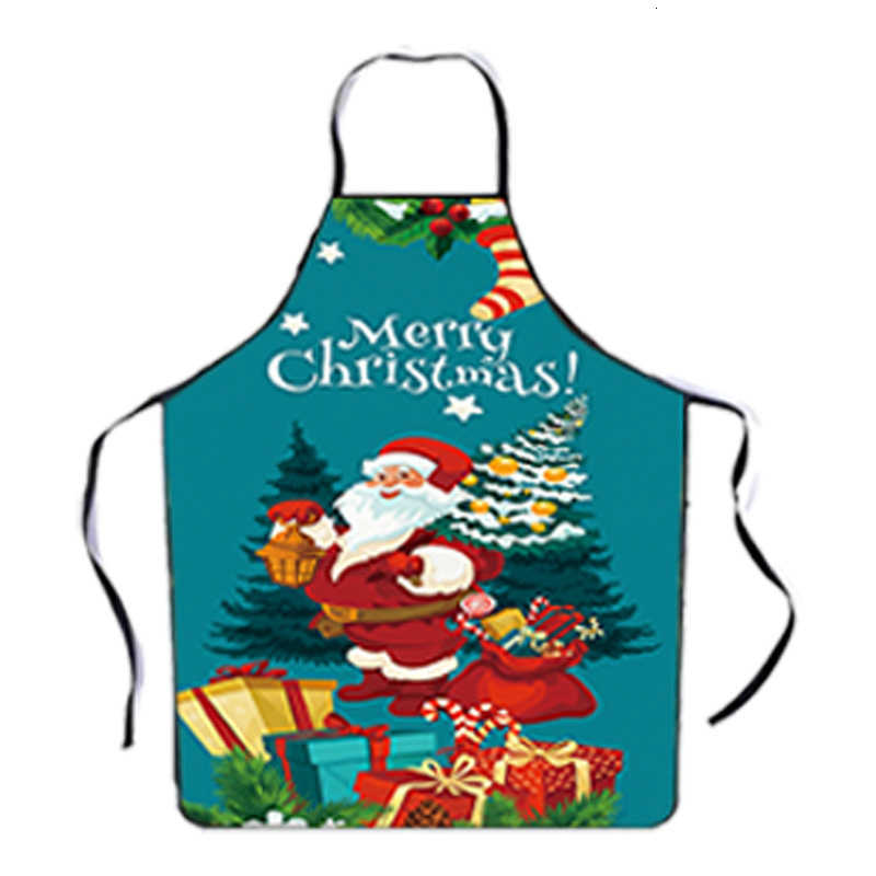 Christmas decorative fabric printed decorative apron with tie straps and waistband for waterproof and oil-resistant use H250823