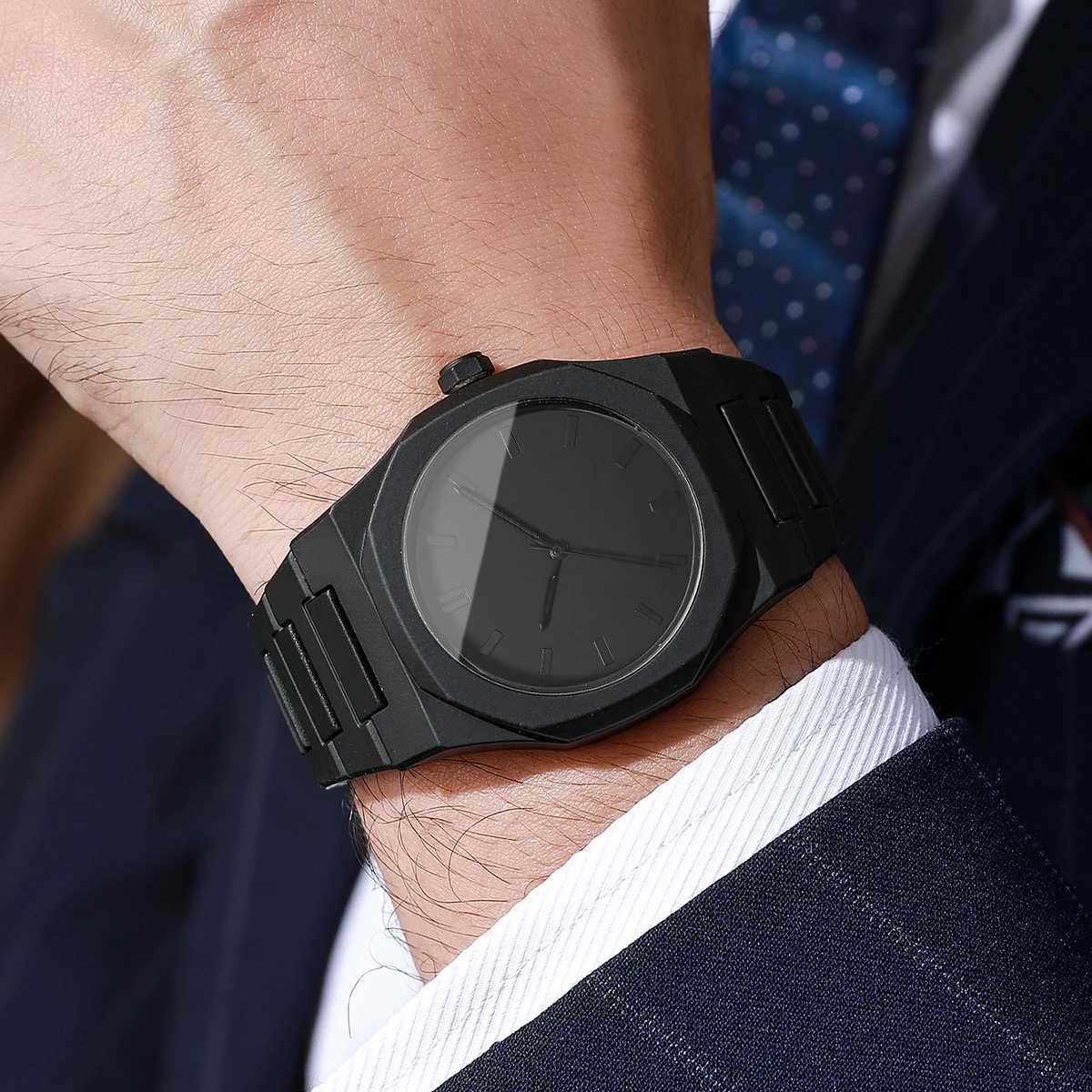 2pcs Fashion Men Business Watches Casual Plastic Band Males Quartz Wristwatch Beads Bracelet Set Reloj HombreWithout Box Y251212