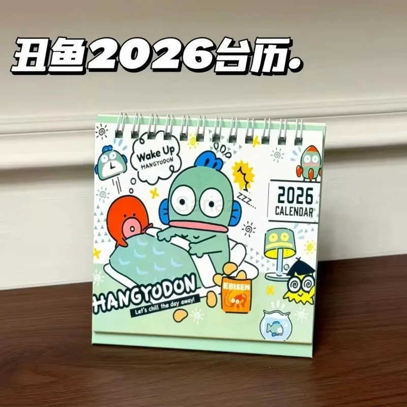 Sanrio 2026 Hangyodon Hello Kitty My Melody Cinnamoroll Desk Calendar Cute Retro Ins-Style Cartoon Decor For Students Collectible Gift H251212