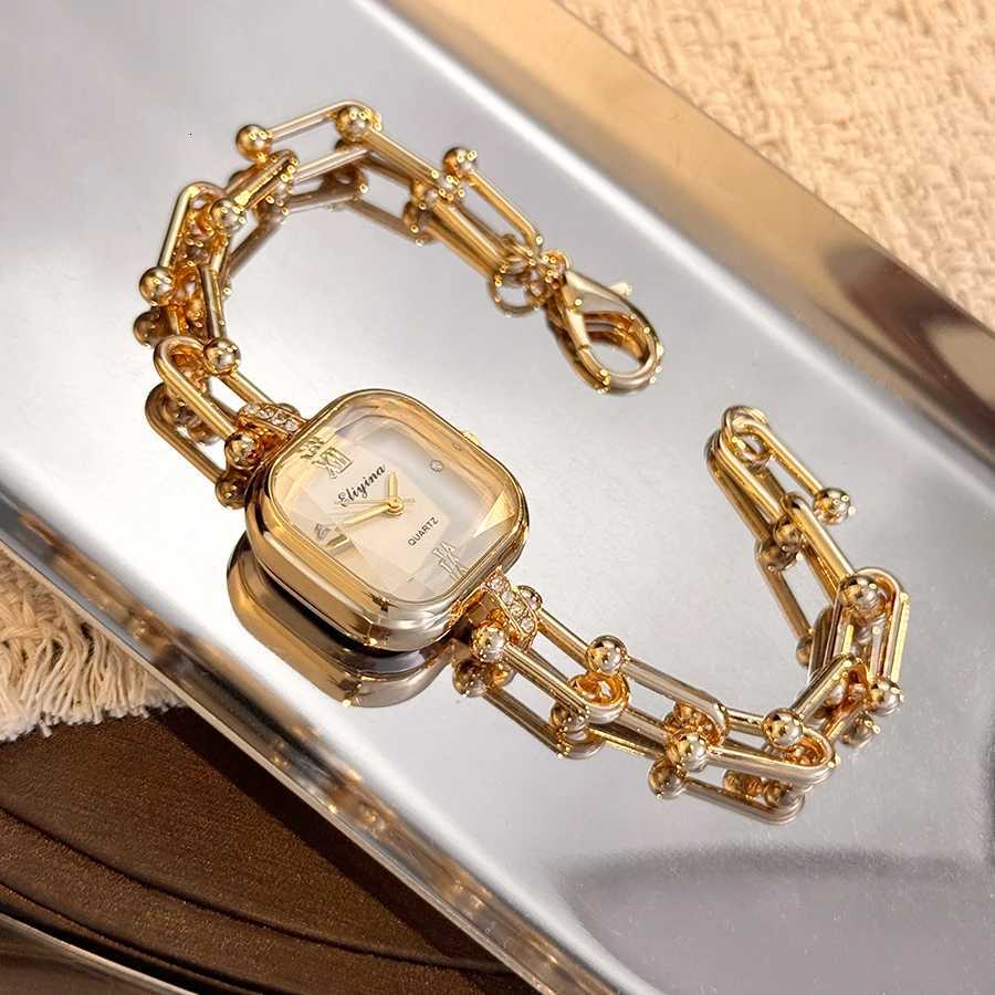 Luxury Minimalist Bracelet Watch Creative Square Multi-Faceted Glass Quartz Movement Chain Mid-century Small High-End Acces Y251212