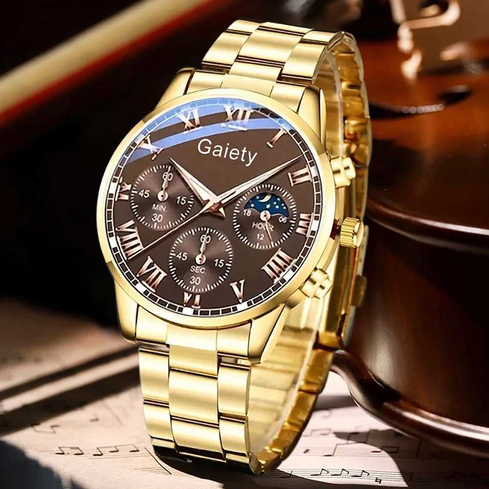 2/4PCS Mens Watch Set Fashion Trend Classic Roman Digital Scale Quartz Watch Jewelry Set Suitable for Daily Clothing Matching Y251212