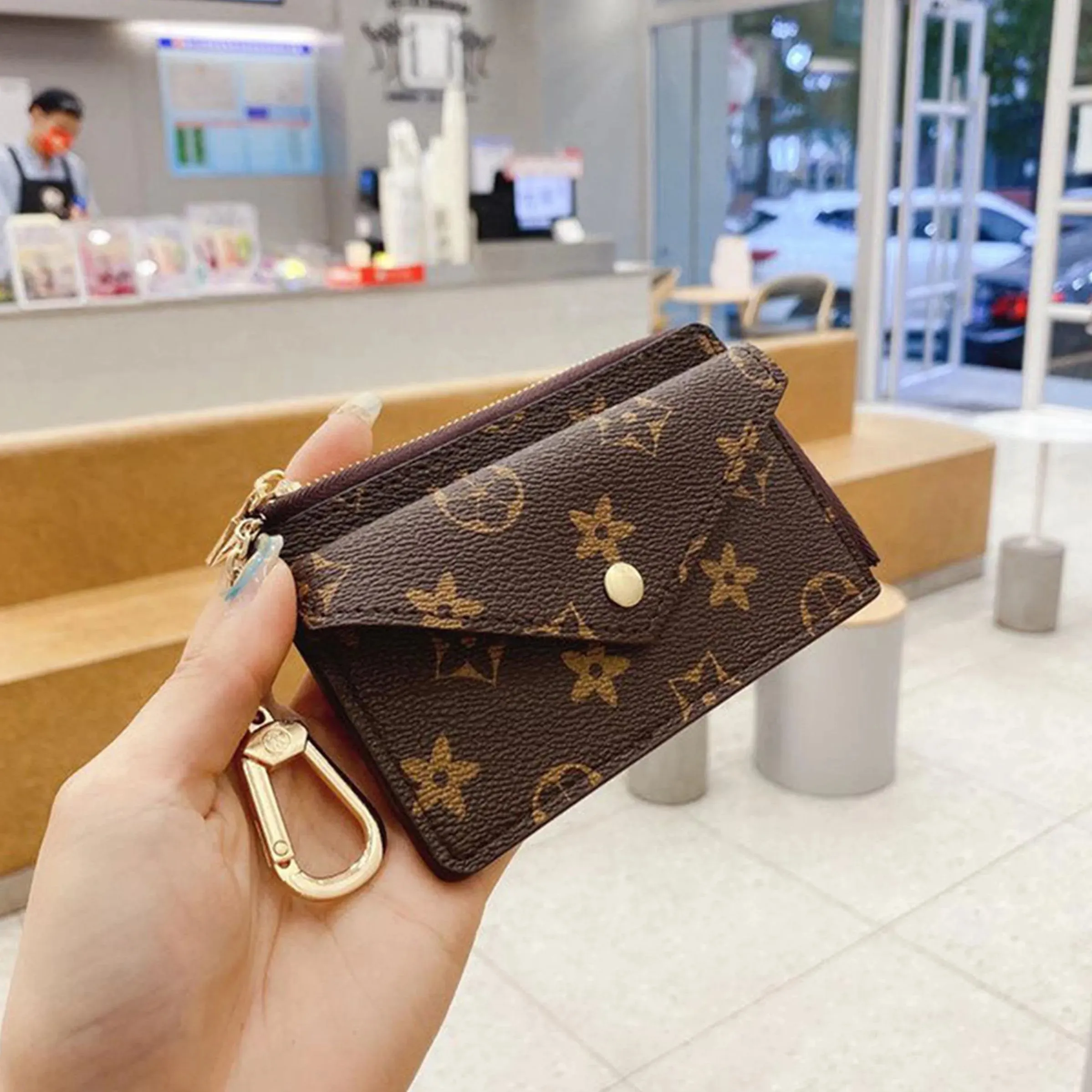 WALLET CARD HOLDER RECTO VERSO Designer leather louisvuittion Men Women Mini Zippy Organizer Wallets Coin Purse bag Belt Charm Key Pouch louisvuinton Luxury Purses