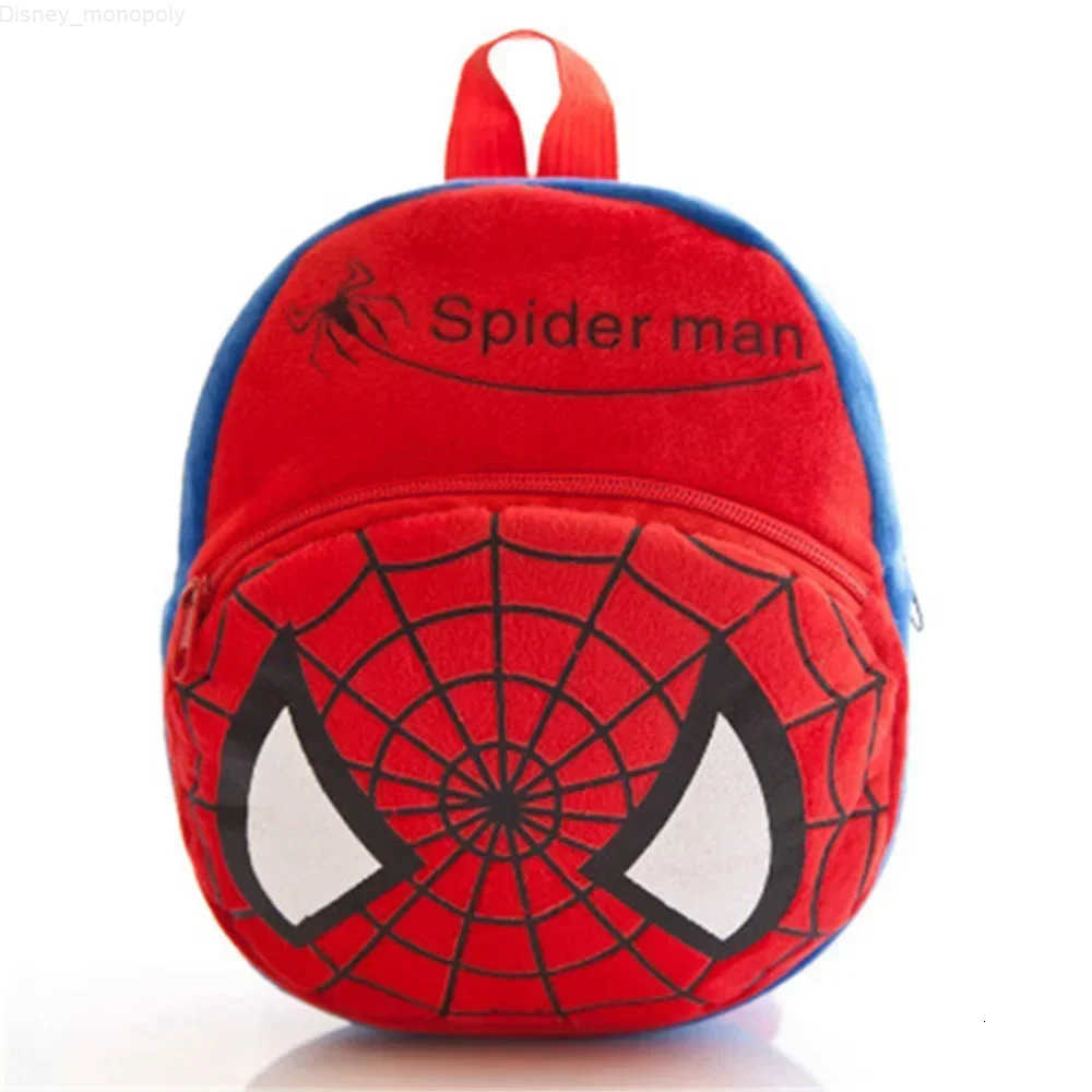 Disney Plush Backpack Spiderman Iron Man Mickey Mouse Anime Figure Childrens School Bag Baby Cartoons Kindergarten Backpack H251212