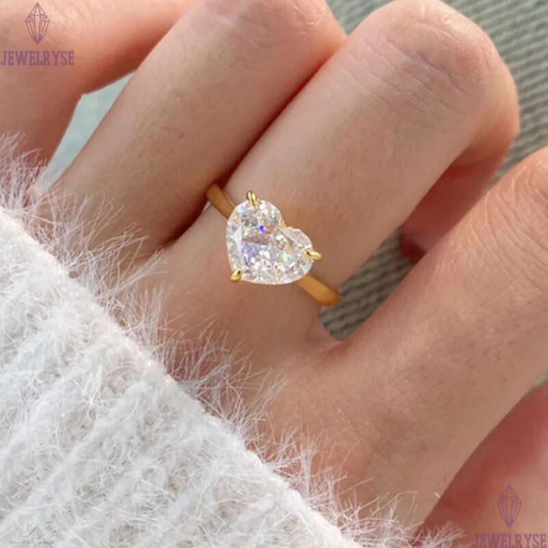 4ct heart gold ring designer for woman wed s925 sterling silver 8A zirconia white love bridal engagement wedding band rings womens luxury jewelry gift