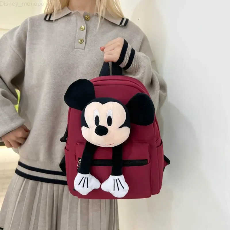 Disney 2025 New Mickey Mouse Childrens Backpack Cute Plush Bag Large Capacity Student Backpack Stylish Bag Children Gift H251212
