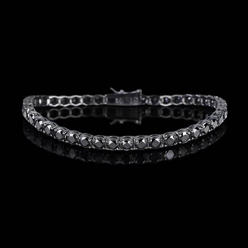 Cheapest Full Black Moissanite Tennis Chain Bracelet 925 Silver Bracelet Hiphop Men Black Moissanite Bracelet