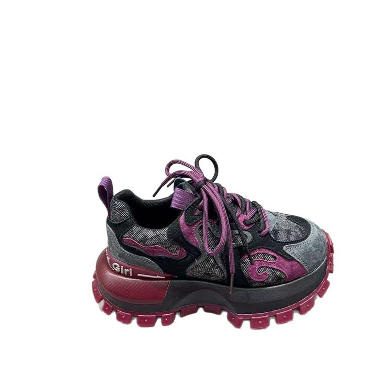 Color-blocking daddy shoes women's new niche versatile platform height increase explosive sneakers