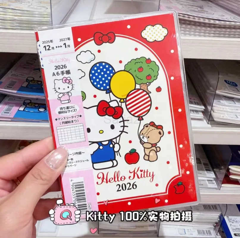 Sanrio 2026 Calendar Planner A6 Japanese-Made Notebook Melody Kuromi Cinnamoroll Pochacco Hangyodon Planner Toys Friends Birthday Gifts H251212