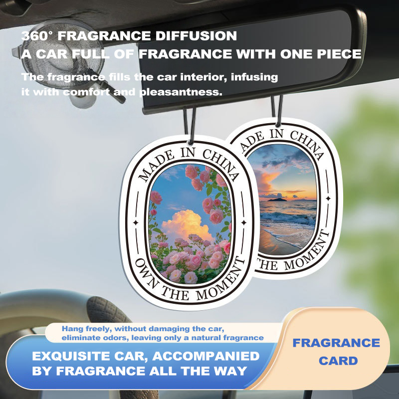 360° Diffusion Car Fragrance Hanging Card Odor-Eliminating Air Freshener with Scenic Design, No-Damage Car Interior Perfume 8-piece pack