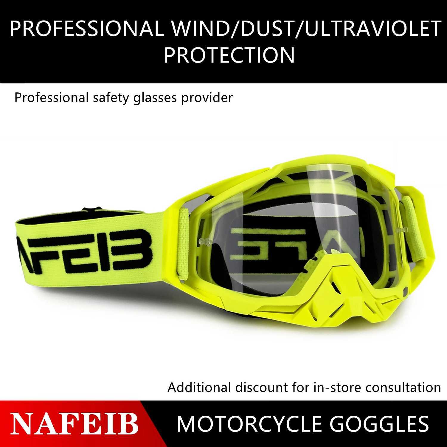 NAFEIB Motocross Glasses Motorcycle Sunglasses Man MTB ATV Mask Windproof Protection Skiing Cycling Racing Off-Road Goggles G251212