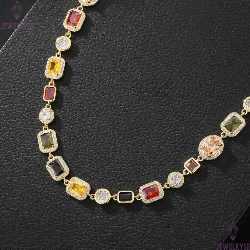 multi light color gemstone beaded necklace rainbow motley choker women jewelry moissanite tennis gold colorful gem stone men chain gift