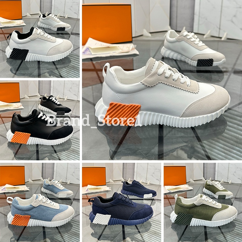 Designer Shoes Bouncing Sneakers Suede Leather Trainers Breathable Casual Shoes Men Women Trainers Patchwork Running Shoes nonslip rubber sole Sneakers H Word