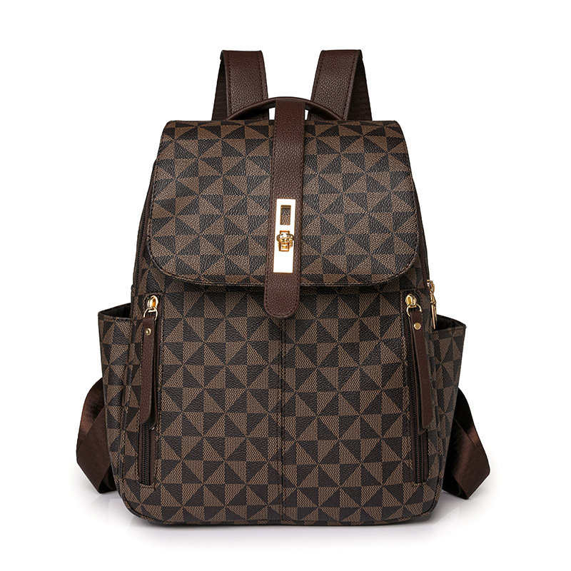 Women New Backpack Retro Simple Design Casual Print Large Capacity School Bag Fashion Trend