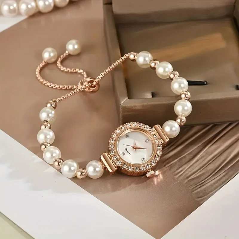 1/2PCS Elegant Rhinestone Women Watches Fashion Pearl Bracelet Band Ladies Quartz WristwatchReloj MujerWithout Box Y251212