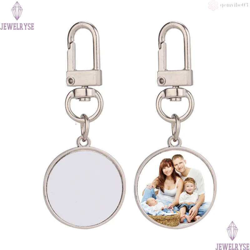 Thermal Transter DIY sublimation blank heart round keychains gold keychain photo frame keyring Silver Plated Alloy Car Key Ring Souvenir Accessories L