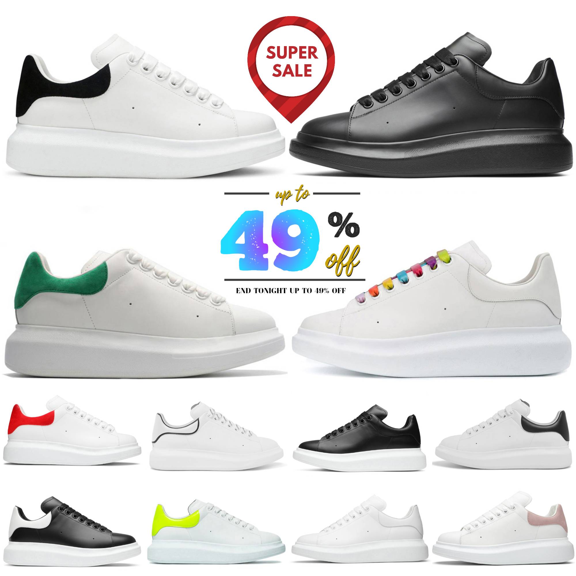 2026 Fashion oversized Tainers mcqueenn casual shoes men women Sneaker Red Pink Glitter White Black Sole Patchouli leather Womens Designer sneakers Luxury Outdoor