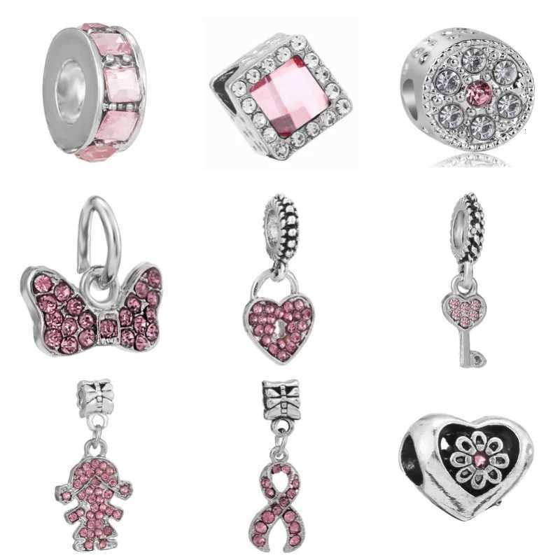 New Sier Plated Diamond Alloy Large Hole Charm Beads For DIY Bracelet Necklace Jewelry Accories Gift Y251212