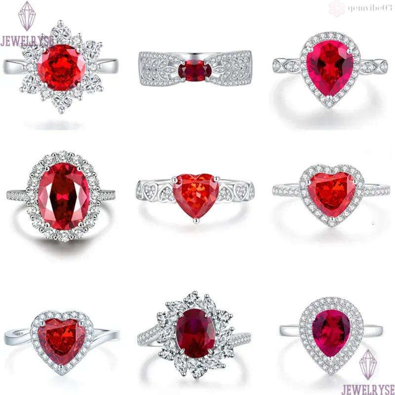 red diamond designer bands rings for women wedding luxury 925 sterling silver love pear heart ring 8A zirconia mariage engagement wed woman jewelry gi