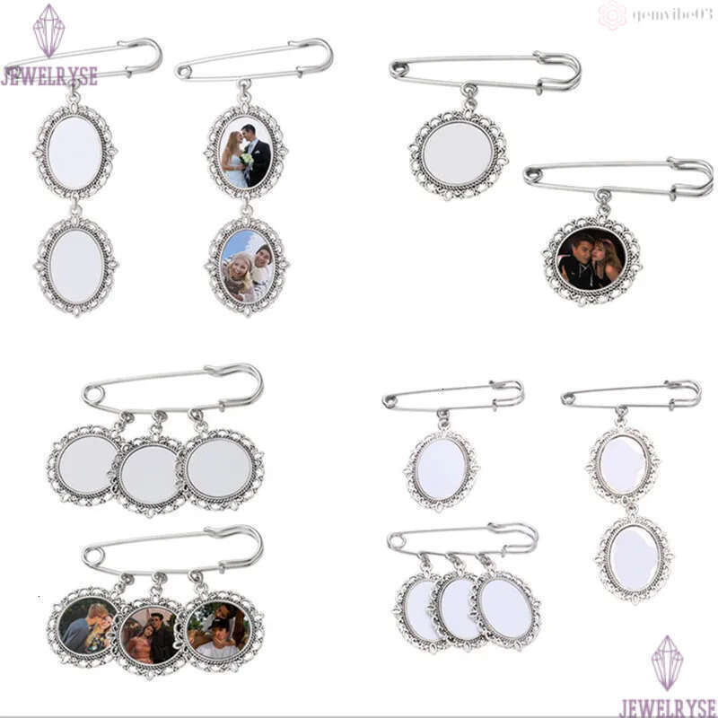Vintage DIY sublimation blank pin brooch designer Round Oval Pendant Silver Plated Alloy Fashion Broochs Jewelry Accessories Anniversary Birthday Fami