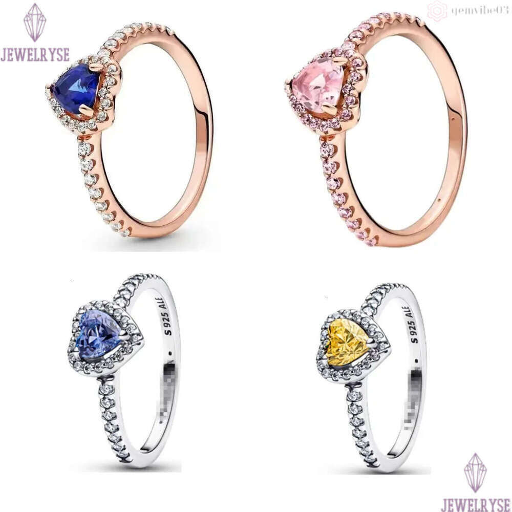 Rose gold Pink stone Engraved Love Heart Rings with Retail Box Real 925 Silver CZ diamond Women Wedding Nail Engagement Promise Ring Factory wholesale