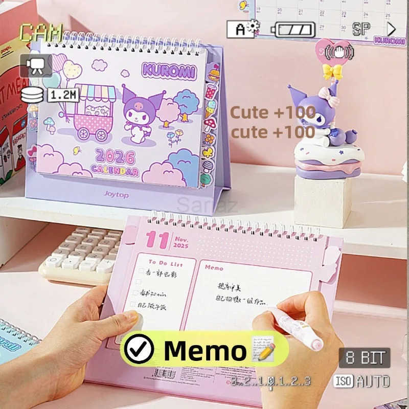 Sanrio Hello Kitty 2026 Calendar Office School Supplies Desk Calendar Monthly Planner Desk Accessories Decor Record Office Stationery H251212