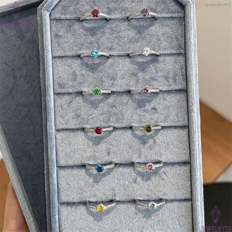 love ring for woman six prong setting 5mm round diamond 12 colors s925 sterling silver zirconia engagement wedding rings designer luxury jewelry gift 