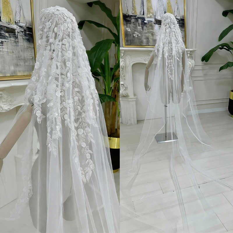 Gorgeous Bridal Veils Appliques 3M Long Cathedral Veils One-Layer with Comb Customized Wedding Accessories velos de novia