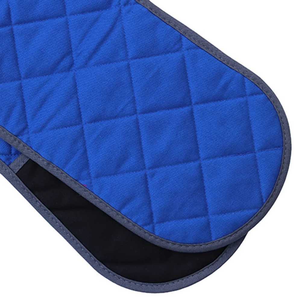 1Pcs Anti-Slip Heat Resistant Silicone Gloves Blue Bbq Grill Oven Mitts for Kitchen Cooking Baking Anti-Scalding H251212