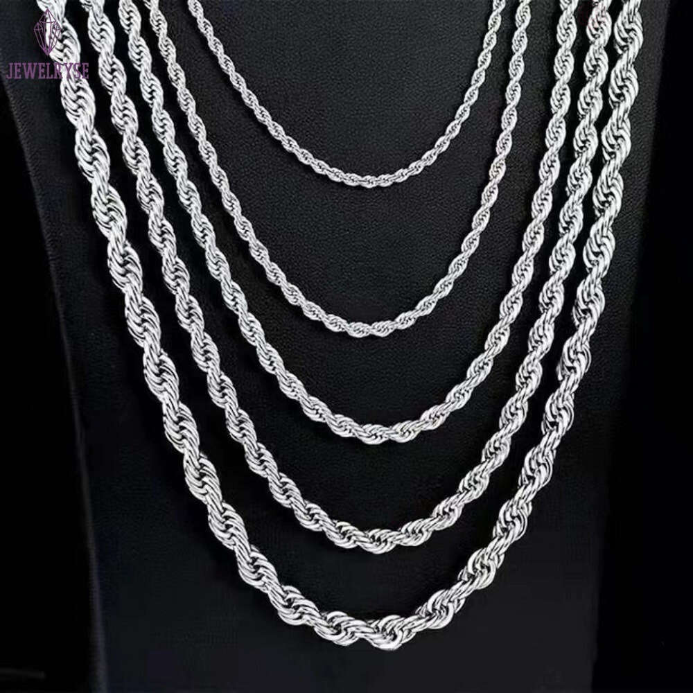 925 Sterling Silver 4mm 5mm 6mm 7mm Rope Chain Necklace Custom Gold Plated Hip Hop Rope Chain for Men