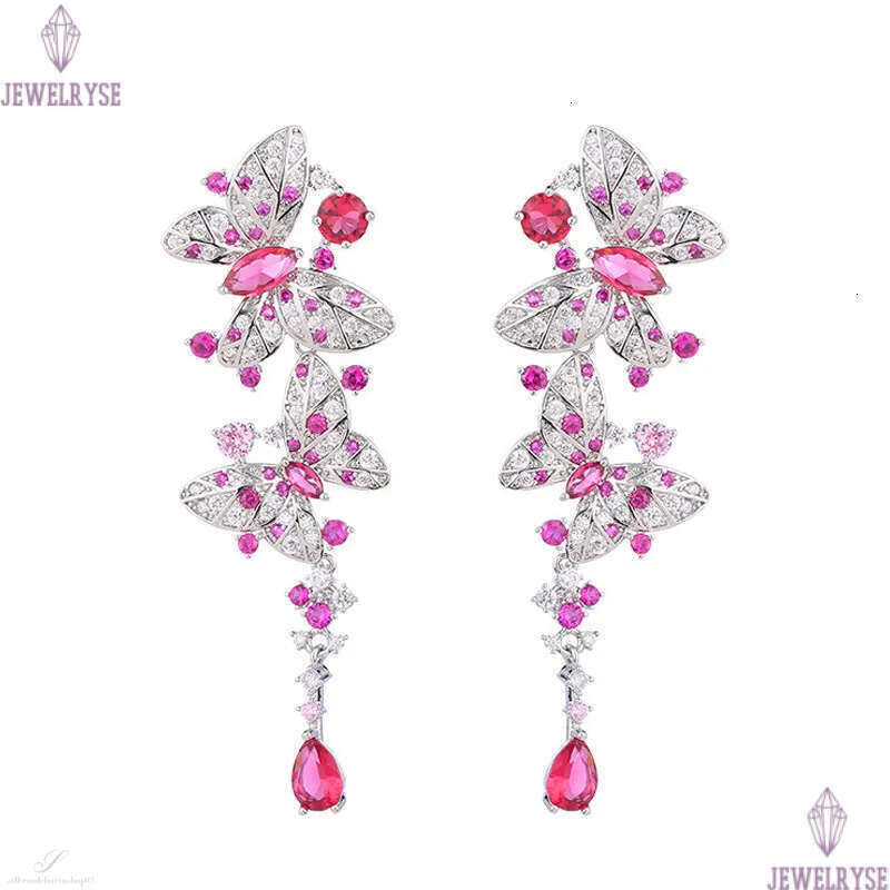 luxury butterfly dangle earring designer for woman S925 post party rose AAA zirconia silver white diamond earrings South American Wedding Engagment Je