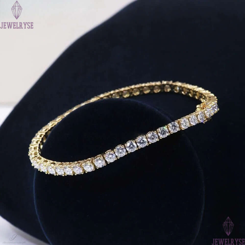 Tianyu Gems Customized Moissanite Dia 3.5mm Chain 14k/ Yellow Gold Tennis Bracelet