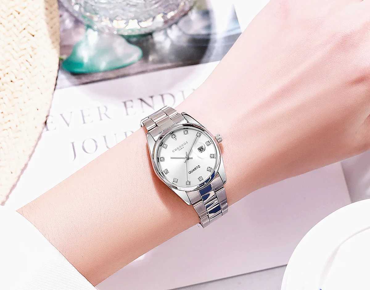 CHRONOS Womens Wristwatch Luxury Fashion Stainless Steel Watch for Ladies Elegant Waterproof Quartz Watches Gifts Reloj Mujer Y251212