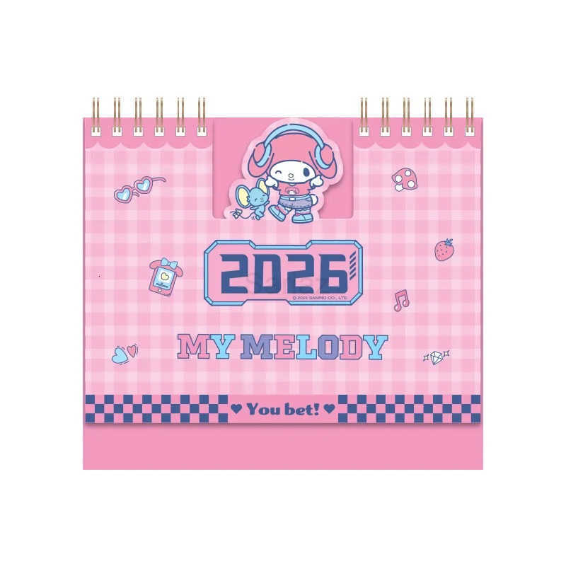 Sanrio 2026 New Hello Kitty My Melody Cute Series Small Calendar Cartoon Kuromi Student Memo Office Desktop Vertical Calendar H251212