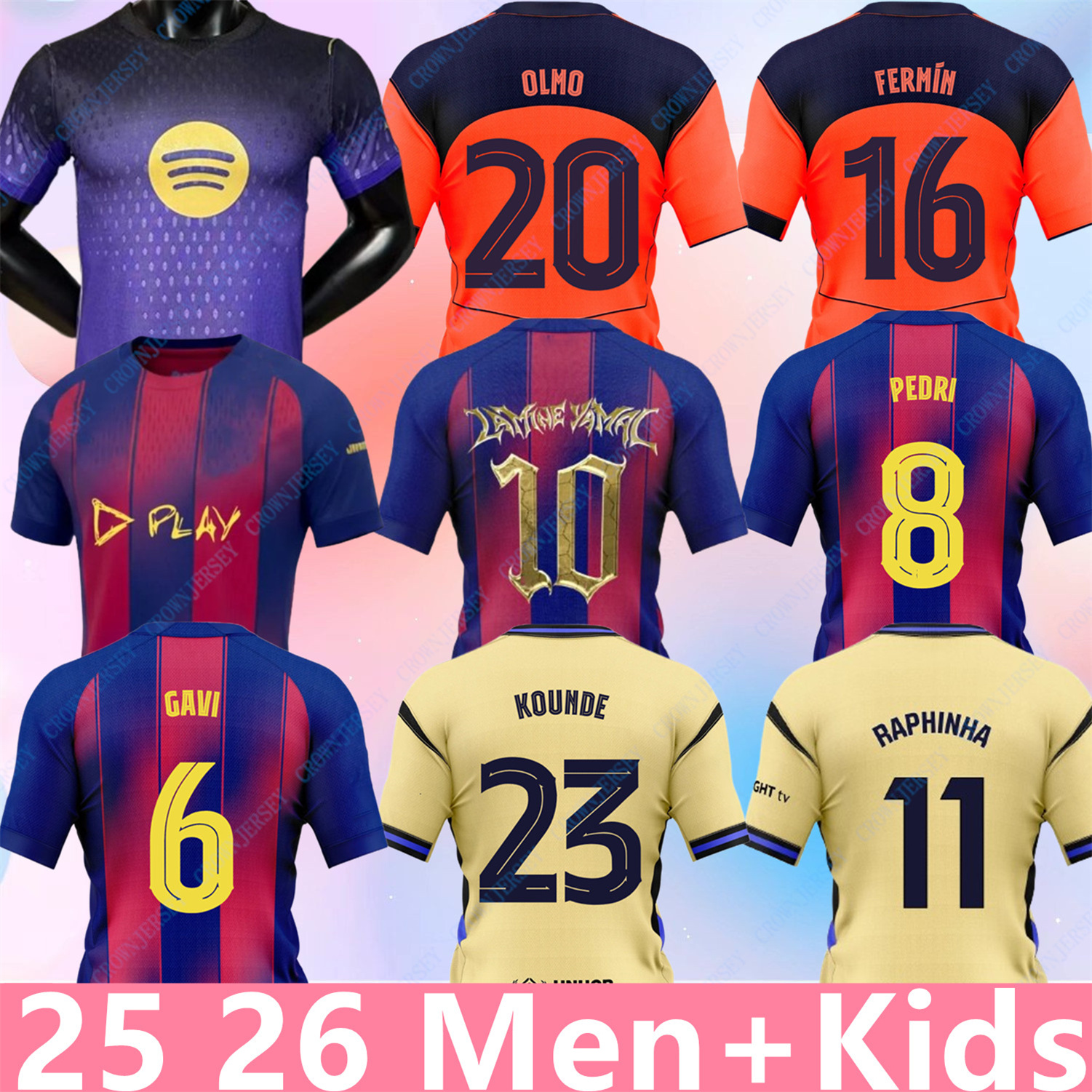 25 26 LAMINE YAMAL PEDRI GAVI Soccer Jerseys Camiseta De Football Shirt Copa del Rey version F. DE JONG KOUNDE RAPHINHA FERMIN OLMO away 2025 2026 Men Kids kit uniforms