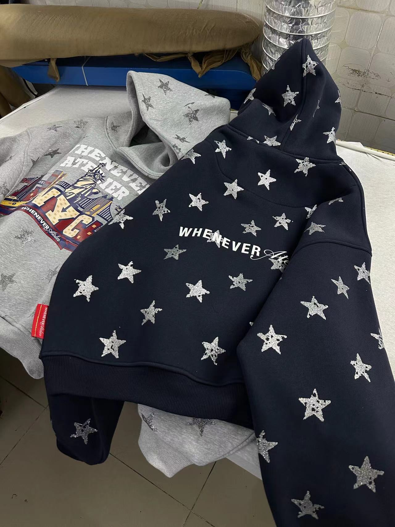 whenver atelier Men's Hoodies Hooded Men Winter Cotton Gothic Print Woman Vintage Sweatshirt Casual Fall Clothes Oversized Hoodie