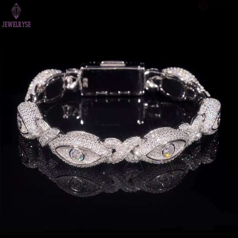 Pass Diamond Tester 925 Silver Gold Plated Hip Hop Jewelry Custom Infinite Eyes 8-character Chain VVS Moissanite Cuban Bracelet