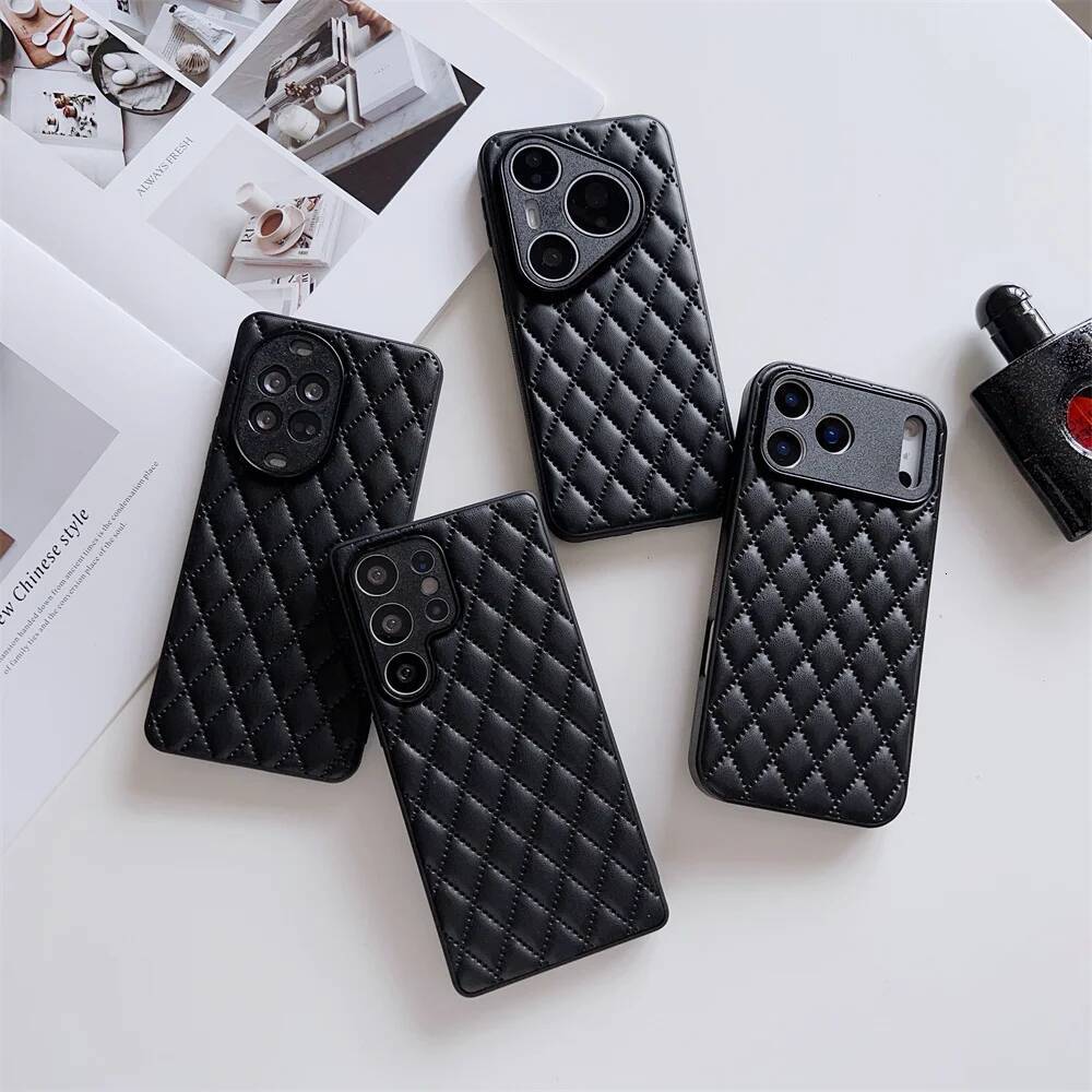 Luxury Rhombus Pattern PU Leather Phone Case For Samsung Galaxy S25 Ultra Edge S24 FE S23+ Plus A56 A55 A54 A53 A36 A35A26 5G