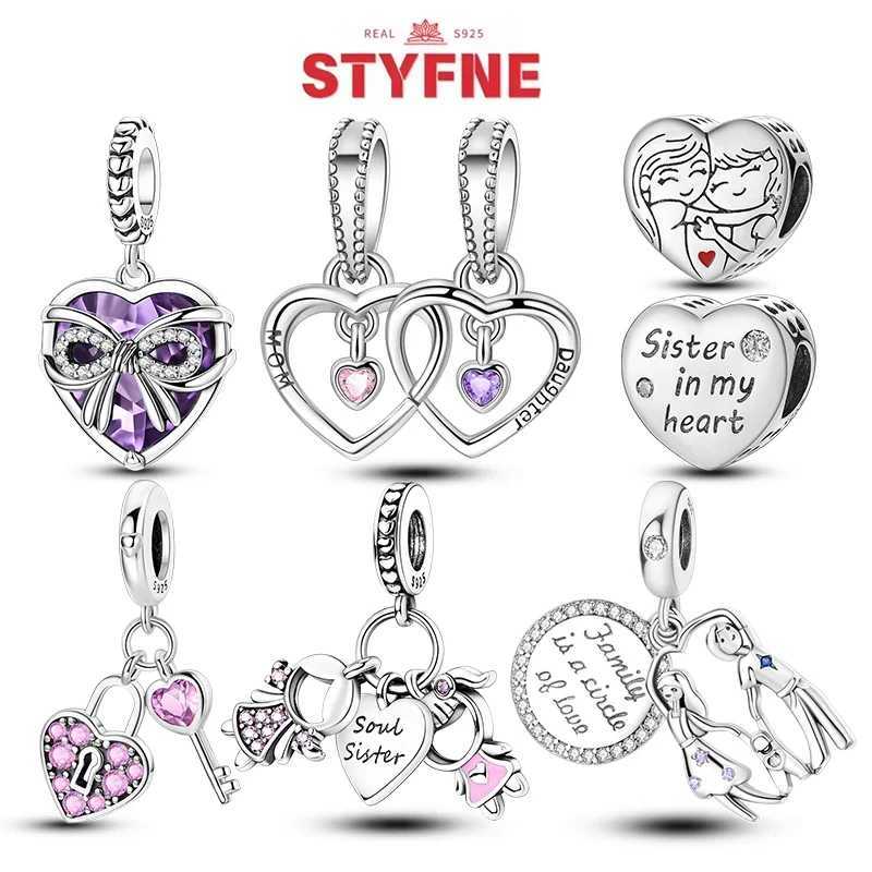 S925 Sier Forr Mother Family Sister Charms Beads Fit Bracelet Charm Diy Family Gift for Wen Y251212