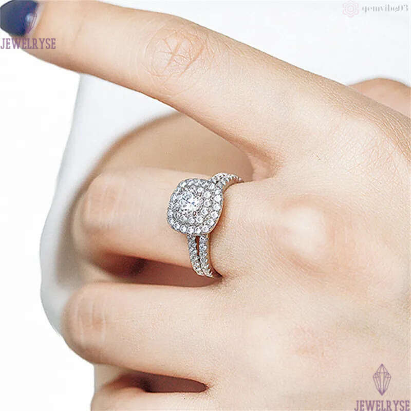 luxury 2pc/set stacking oval diamond ring designer for wed 925 sterling silver white 5A zirconia engagement wedding rings jewelry woman party gift box