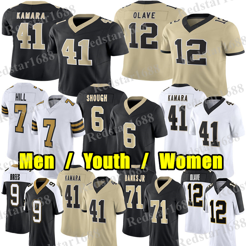 #41 Alvin Kamara Football Jersey #12 Chris Olave Tyler Shough Taysom Hill Kelvin Banks Jr Kool-Aid McKinstry Spencer Rattler Cesar Ruiz Tyrann Mathieu Fuaga jerseys