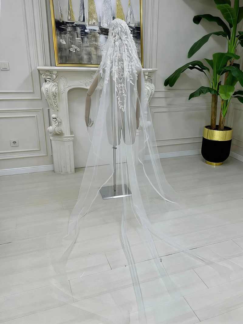 Gorgeous Bridal Veils Appliques 3M Long Cathedral Veils One-Layer with Comb Customized Wedding Accessories velos de novia
