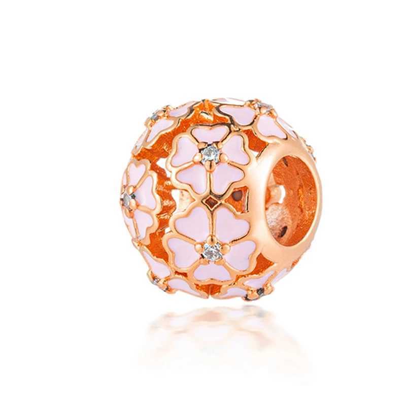 New Sparking Rose Gold Charm Beads Dangle European Snake Fit Sier Bracelet Necklace Beads For Diy Jewelry Wen Gift Y251212